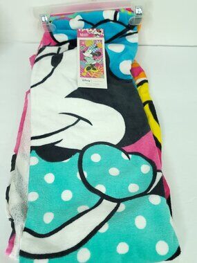 Towel Bath Beach Pool Cotton 28"x58" Disney Minnie Summer Pink Blue NEW